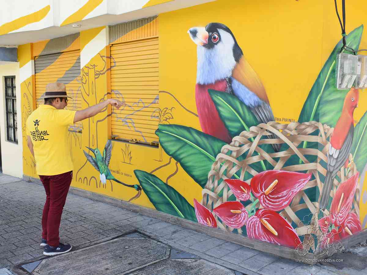 Guía local mostrando la ruta de murales de Origen Pasto